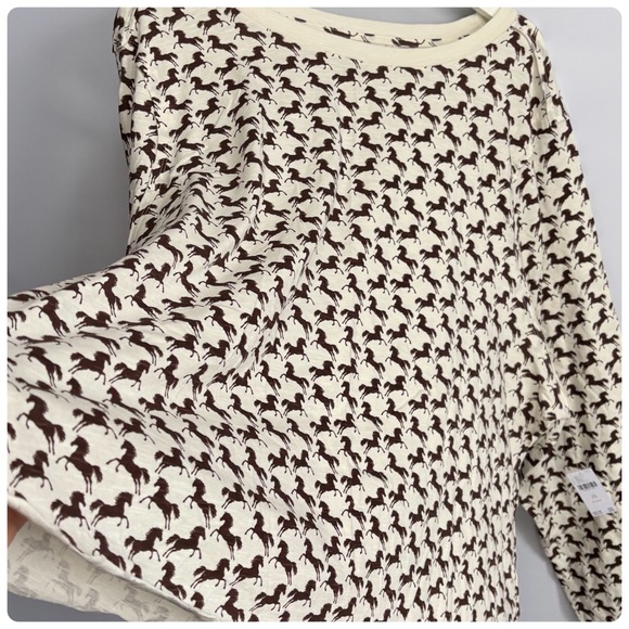 NWT Anthropologie Maeve The Caitlin Boxy Tee Long-Sleeve Horses - Picture 13 of 17